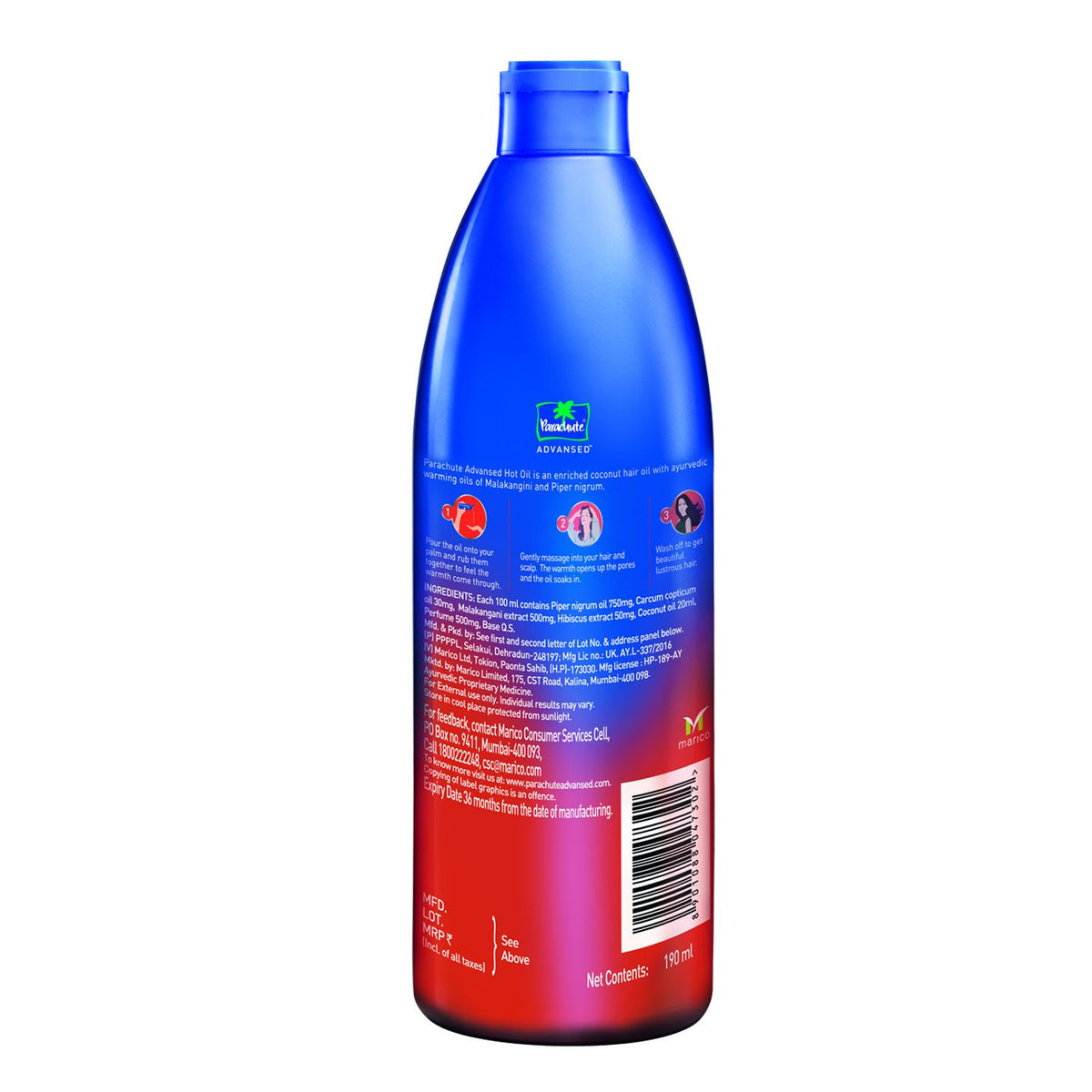 Parachute Advansed Ayurvedic Hot Oil| Warming Coconut Hair Oil with 5 Ayurvedic Ingredients| Fights Frizzy & Dry Hair | Nourishes & Promotes Hair Growth | Anti-Dandruff|6.4 fl.oz.