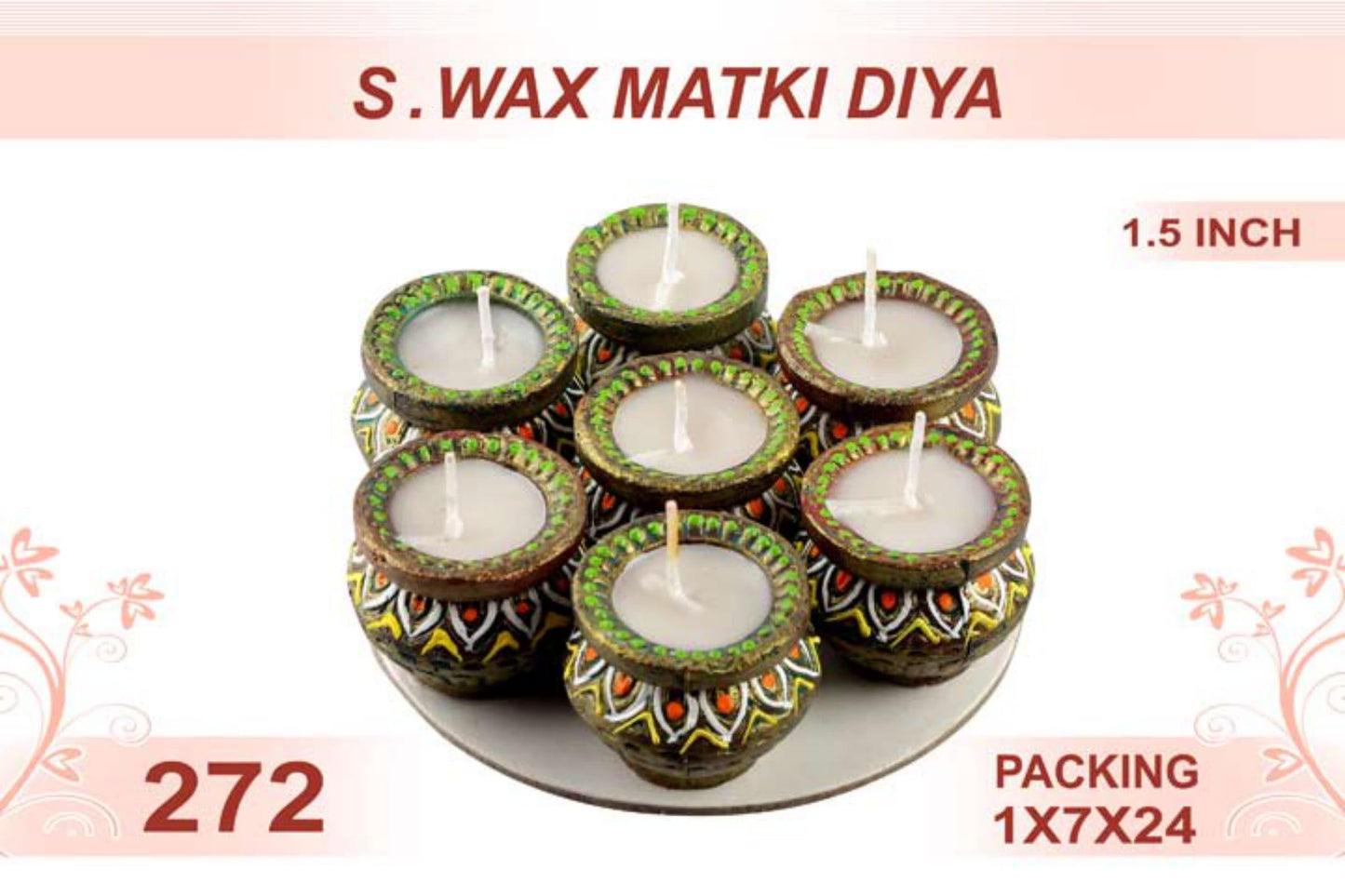 Small Wax Matki Diya 7pc 1.5inch #272 - Diwali Clay Diya