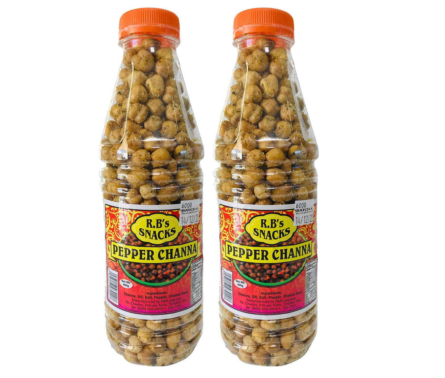 R.B's Snacks Whole Pepper Channa (Spicy) - 12oz - Pack of 2