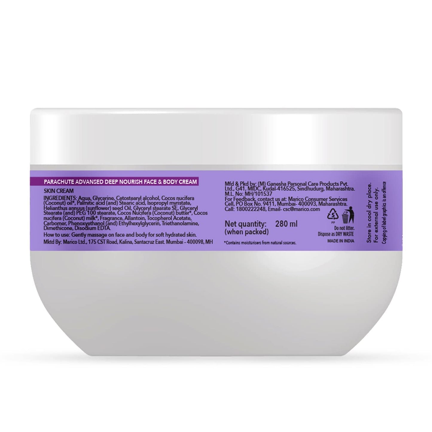 Parachute Advansed Deep Nourish Face & Body Cream, 9.4 fl oz.|Moisturiser For Face & Body, 100% Natural, 72h, Dry Skin