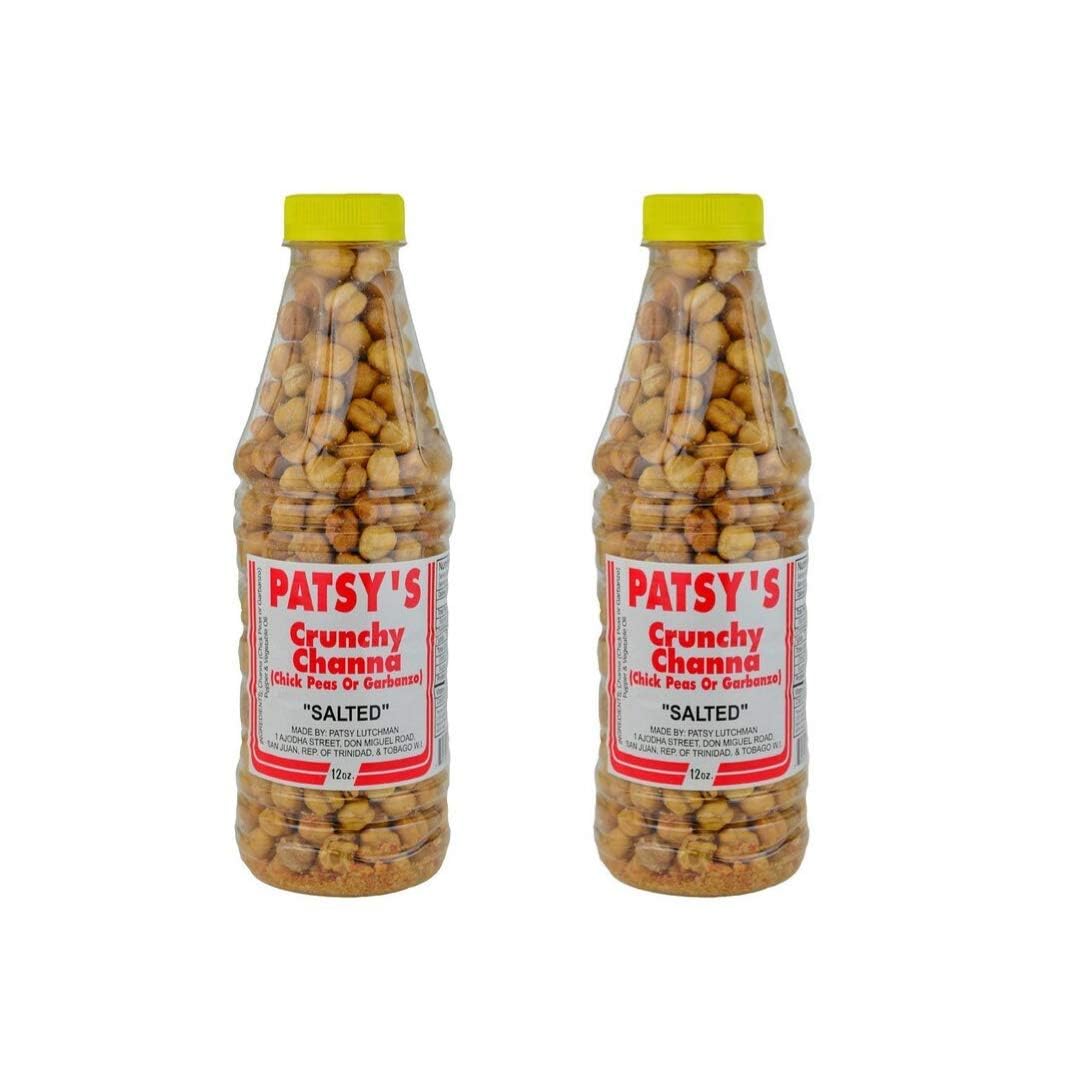 Patsy's Crunchy Channa (Chick Peas or Garbanzo) Salted - 12oz (Pack of 2) - Trinidad & Tobago Snacks