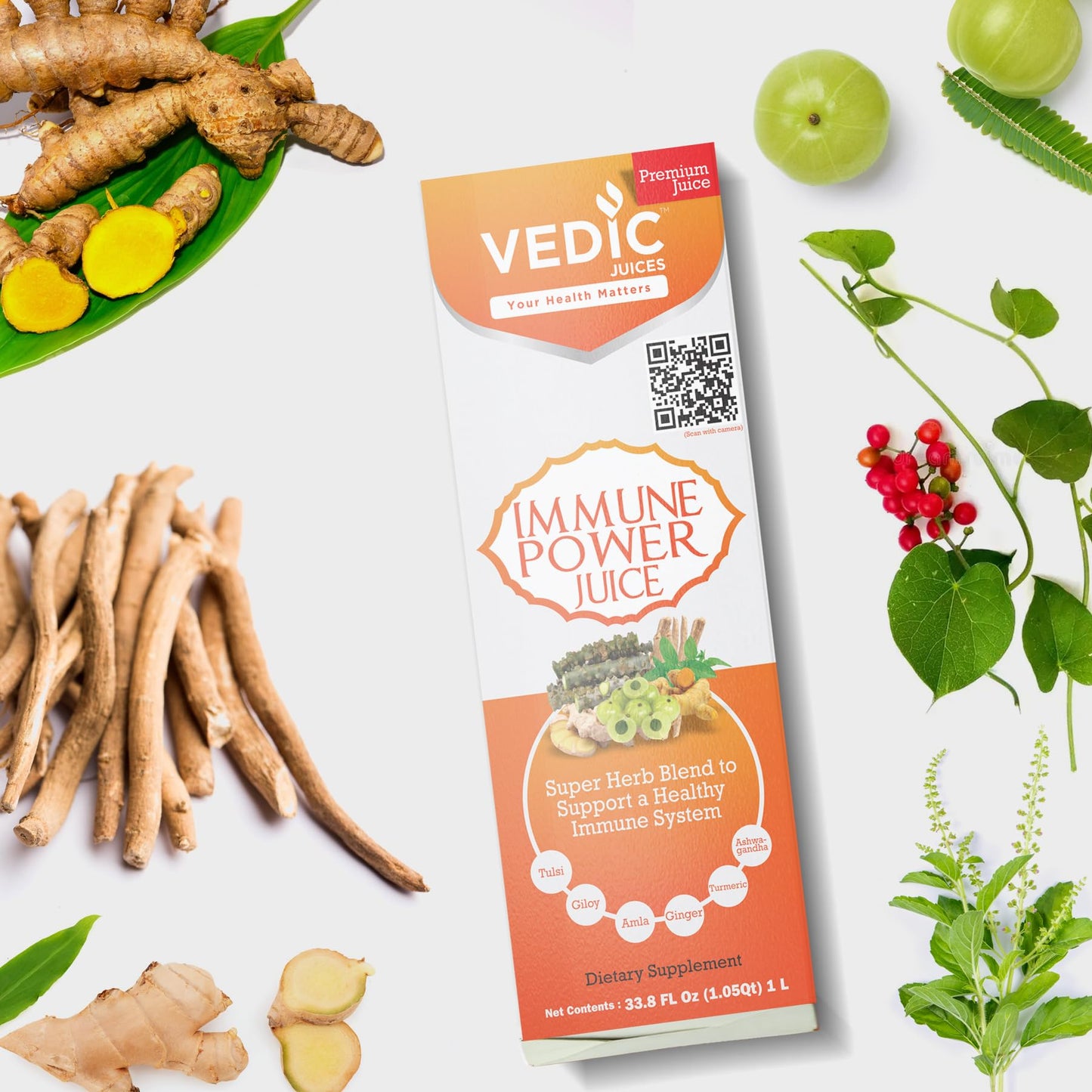 USDA Certified Organic Immune Power Juice 1000ML (1 Liter) 100% Organic - Ayurveda & Vitamins