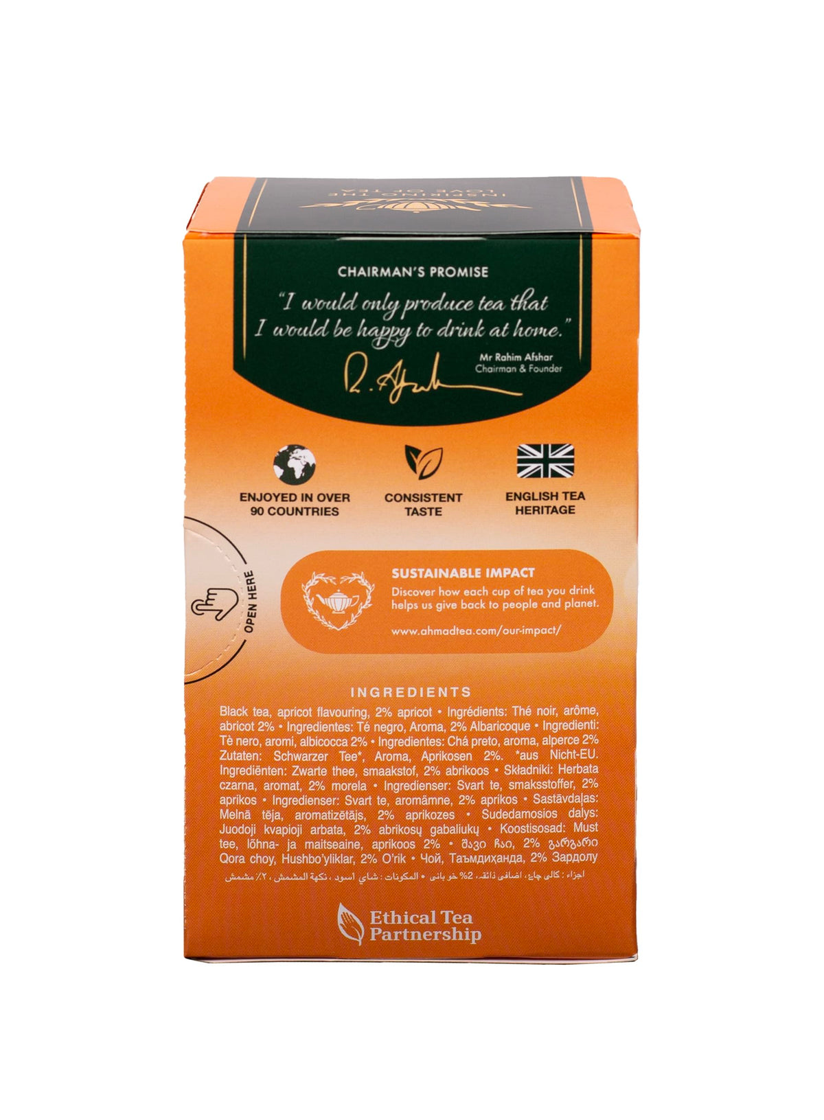 Ahmad Tea Black Tea, Apricot Sunrise Teabags, 20 ct (Pack of 6) - Caffeinated & Sugar-Free