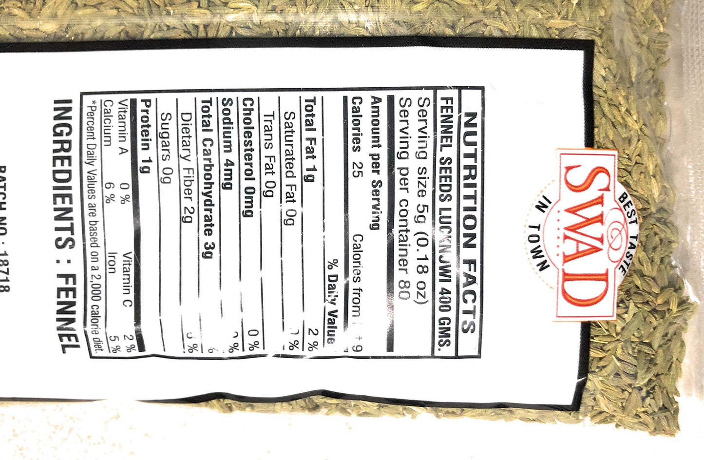 Swad Fennel Seeds -lucknowi 14 Oz - Food / Masala / Dal