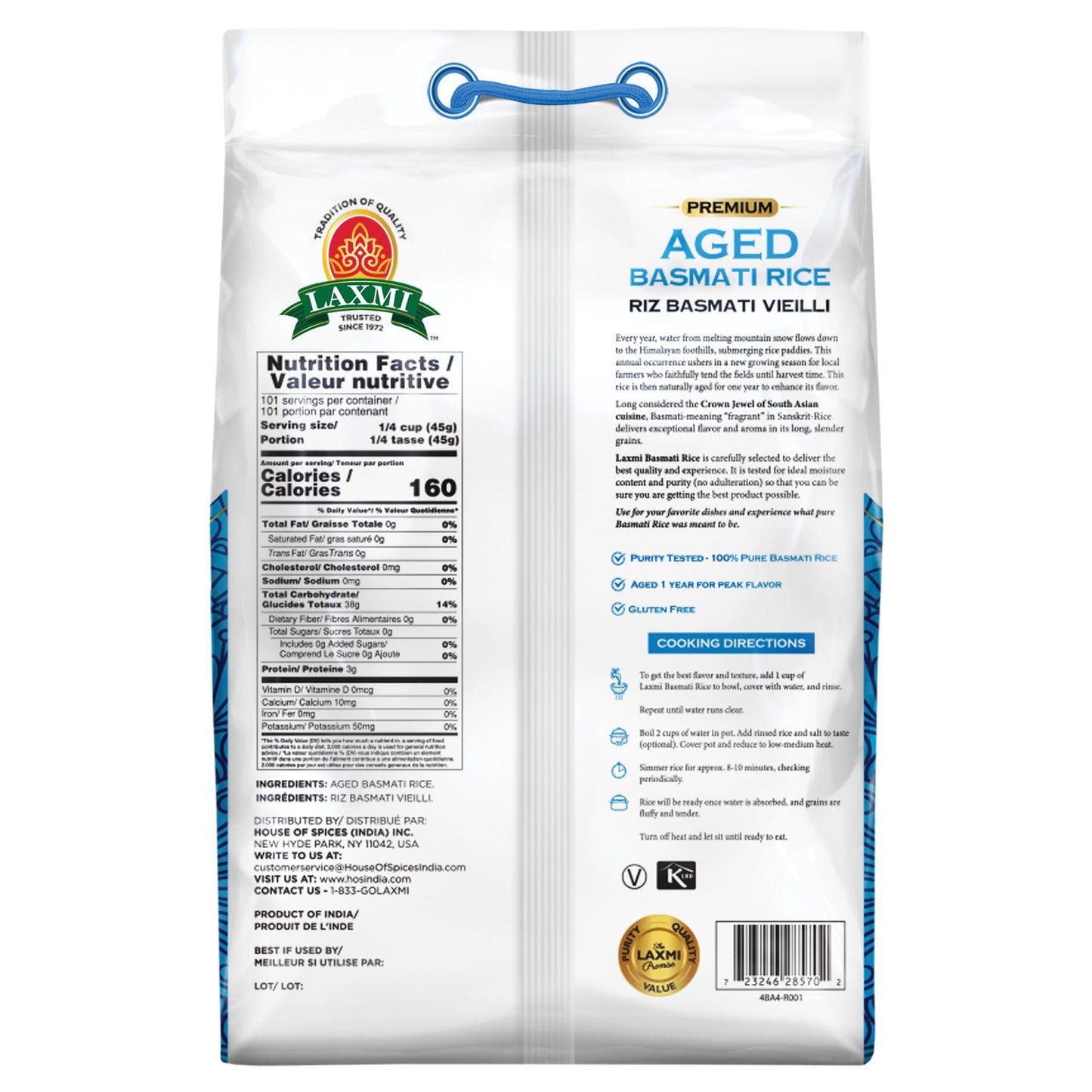 Laxmi Premium Aged Basmati Rice 10 lbs - Atta / Rice / Dal