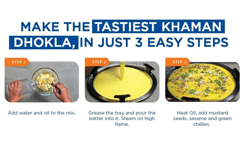 Gits Instant Mix Box - 180gm (Pack of 3) | Ready to Cook Indian Breakfast/Lunch/Dinner/Snack Meal | No Artificial Colors, Flavors, Preservatives, 100% Vegetarian, Easy Recipe (Khaman Dhokla)