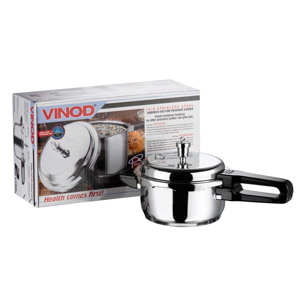 Vinod St. Steel Pressure Cooker 3 Litres - Indian Cookware