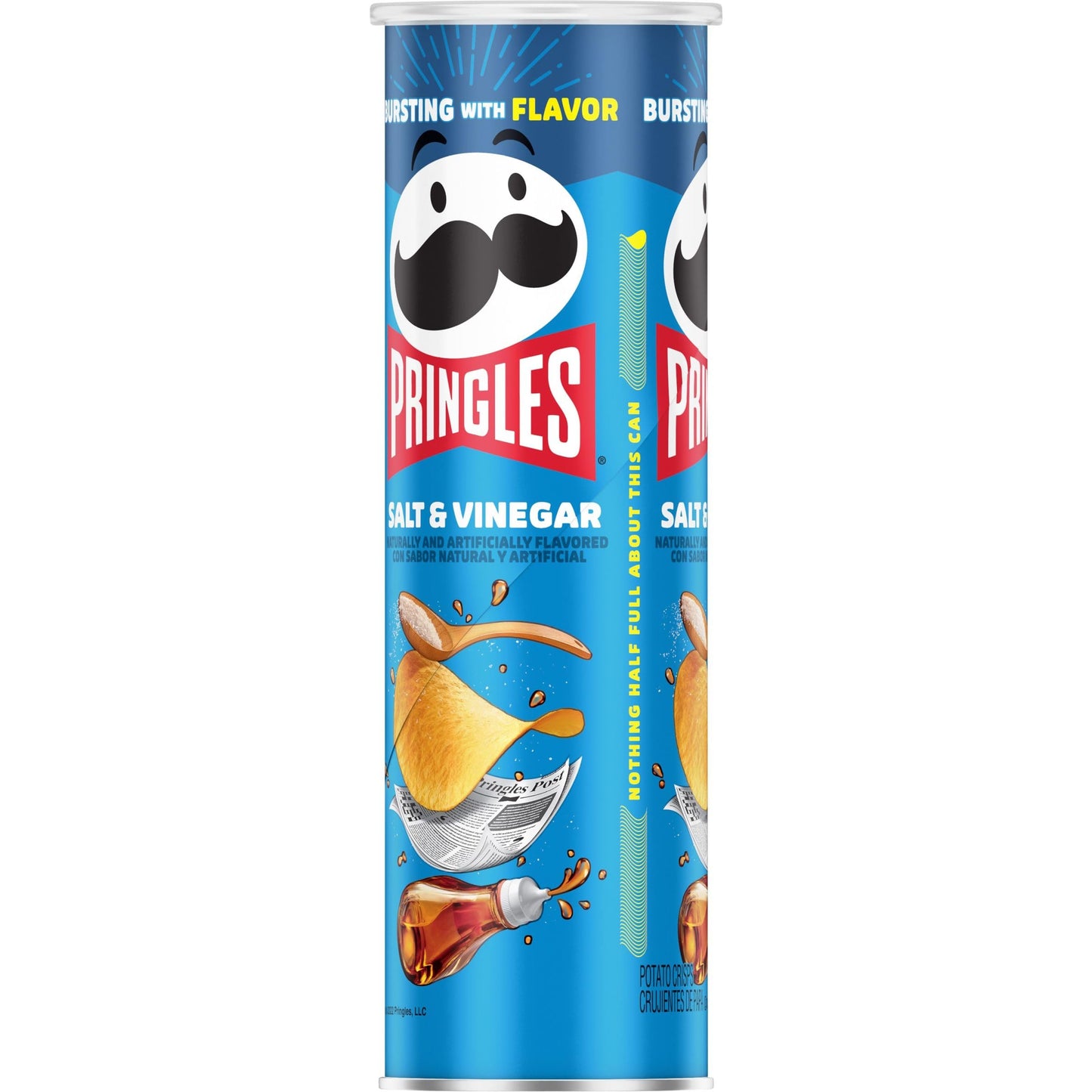 Pringles Potato Crisps Chips, Lunch Snacks, On-The-Go Snacks, Salt and Vinegar, 5.5oz Can (1 Can)