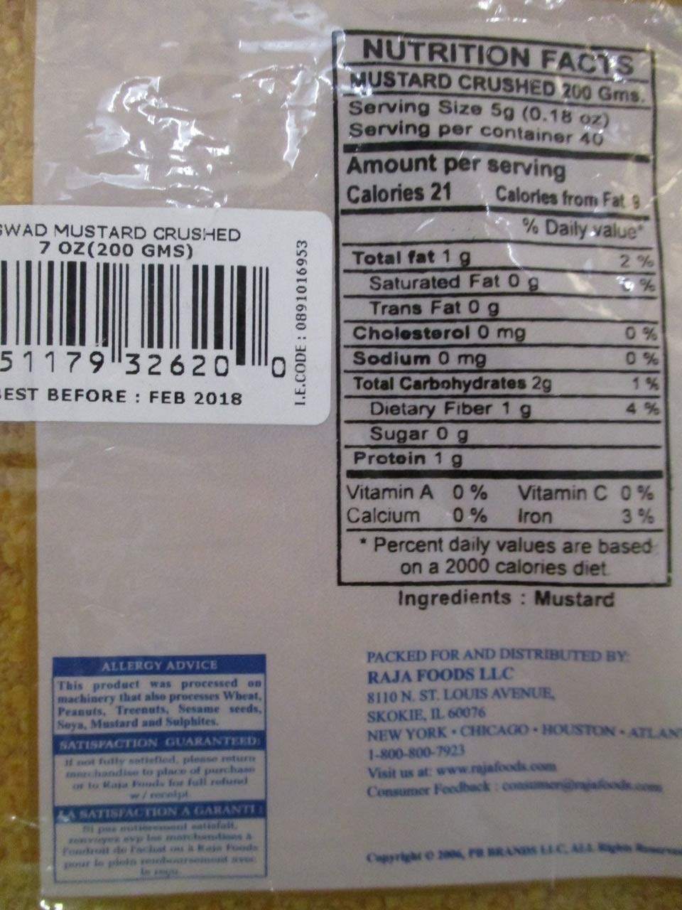 Swad Mustard Crushed 7 Oz - Food / Masala / Dal