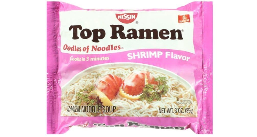 Nissan Top Ramen Noodle Soup, Shrimp Flavor, 3 oz Package (Pack of 64)