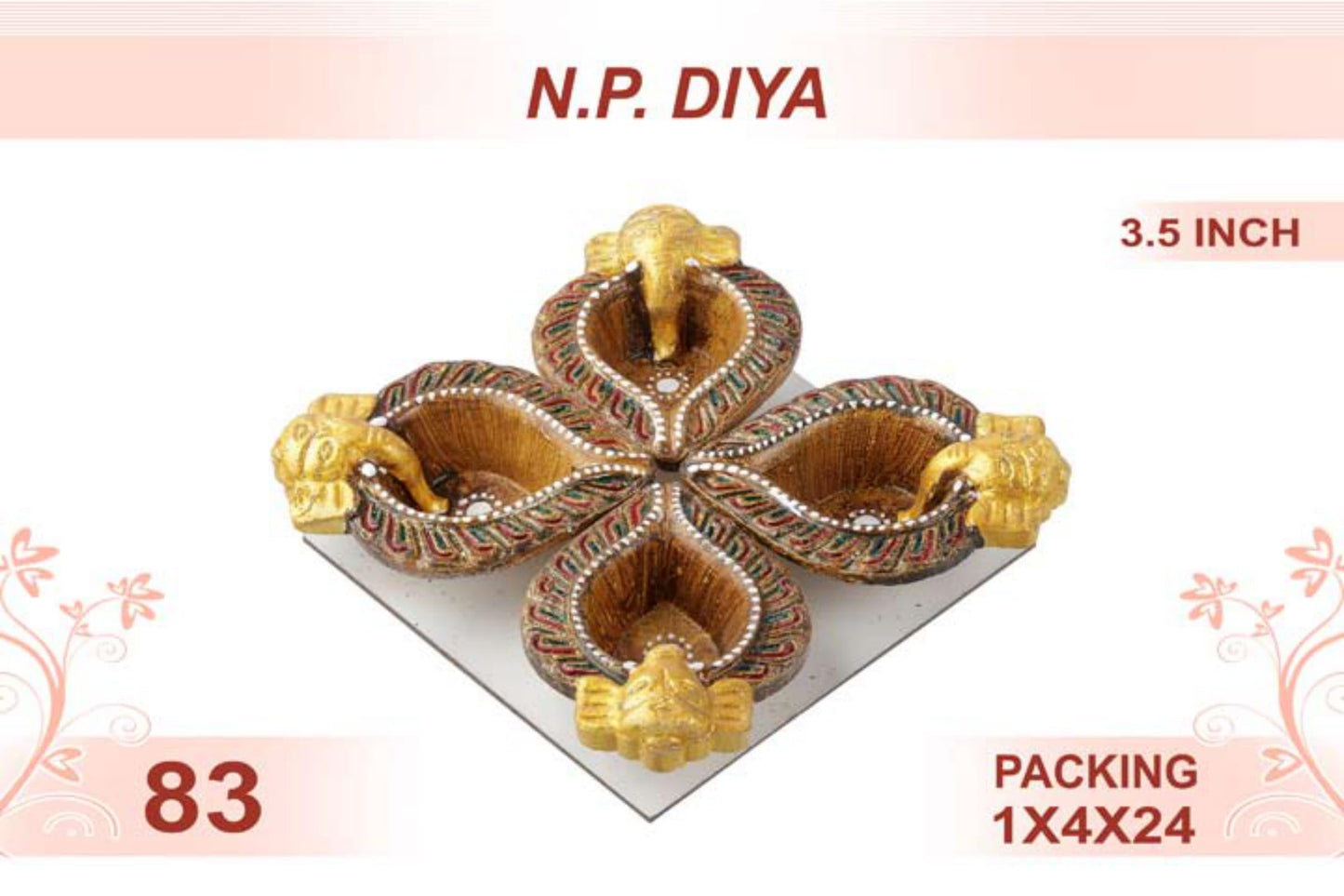 N.P. Diya 4pc 3.5inch #83 - Diwali Clay Diya