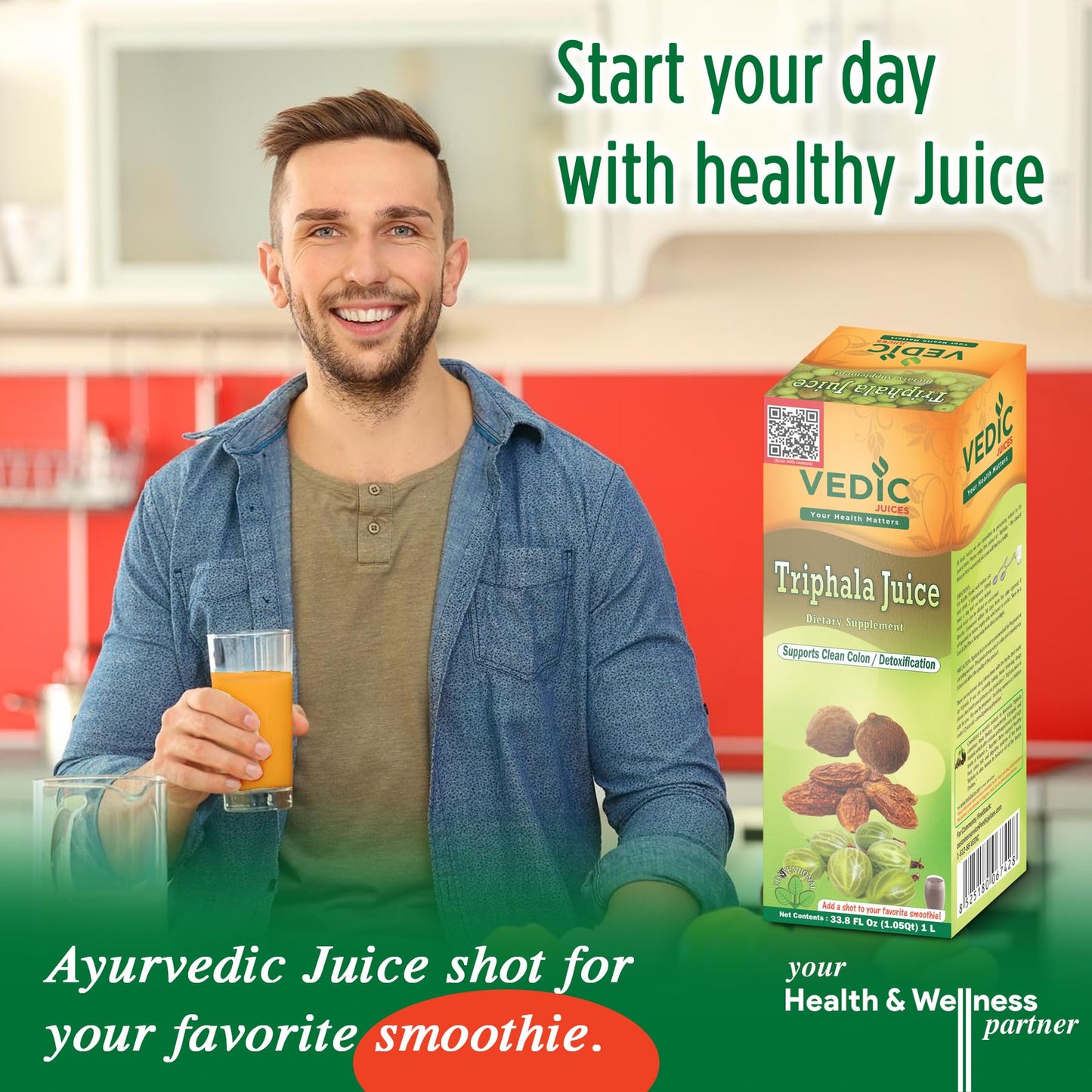 Vedic Triphalla Juice, Supports Clean Colon Detoxification 1L - Ayurveda & Vitamins