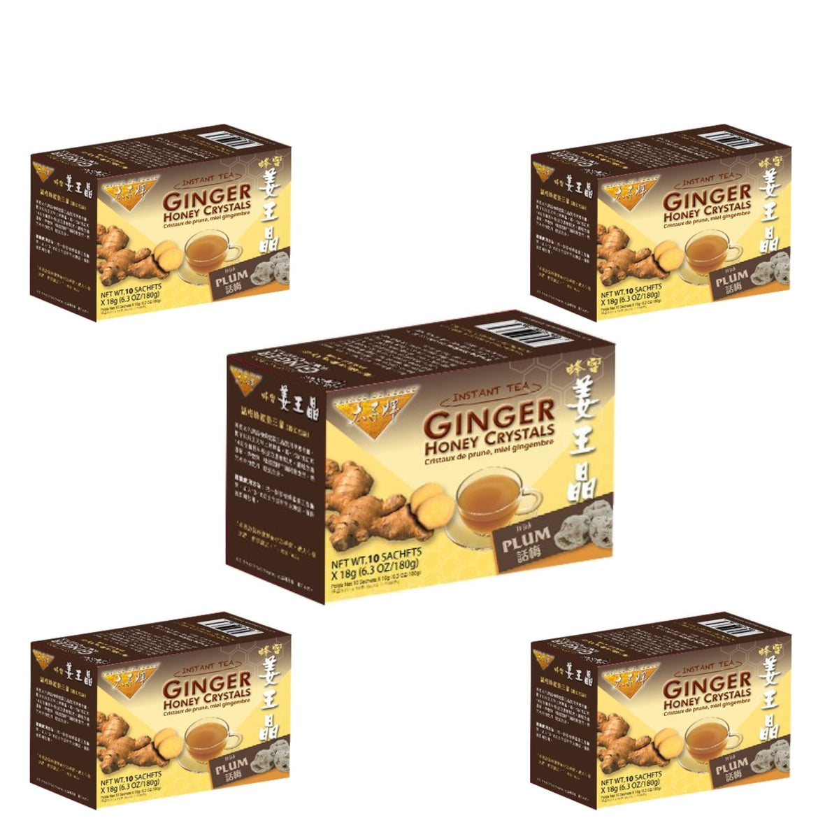 Prince of Peace Instant Ginger Honey Crystals, 5 Packs of 30 Sachets Instant Hot or Cold Beverage Easy to Brew Ginger and Honey Crystals
