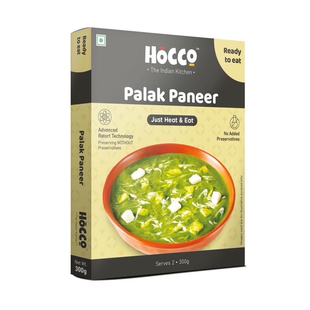 HOCCO Paneer Sabji Combo Pack of 4 (Smoked Paneer, Palak Paneer, Paneer Tikka Lababdar, Paneer Methi Malai) | Ready to Eat | Just Heat & Eat | No Added Preservative& Colours | Meal Ready in 5 Minutes