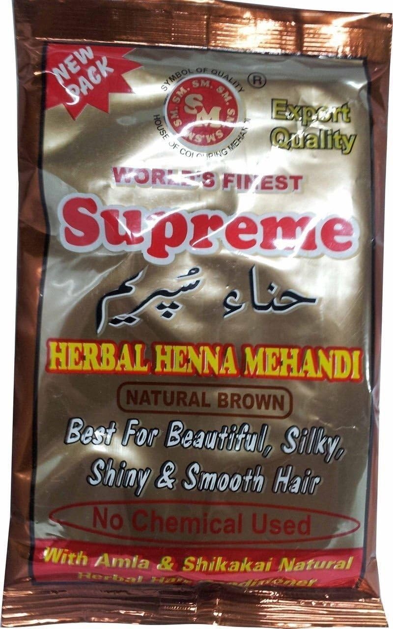 SUPREME HERBAL HENNA Powder NATURAL BROWN Hair Color (3 X 150Gm = 450Gm)