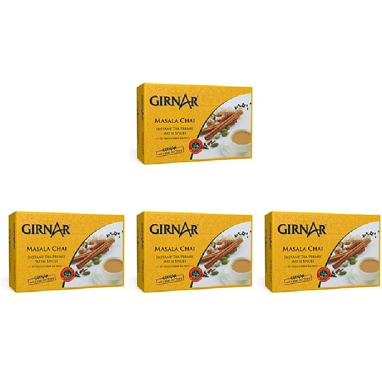 Pack Of 4 - Girnar Instant Masala Chai Milk Tea Sweetened - 220 Gm (7.7Oz) - Indian Tea & Coffee
