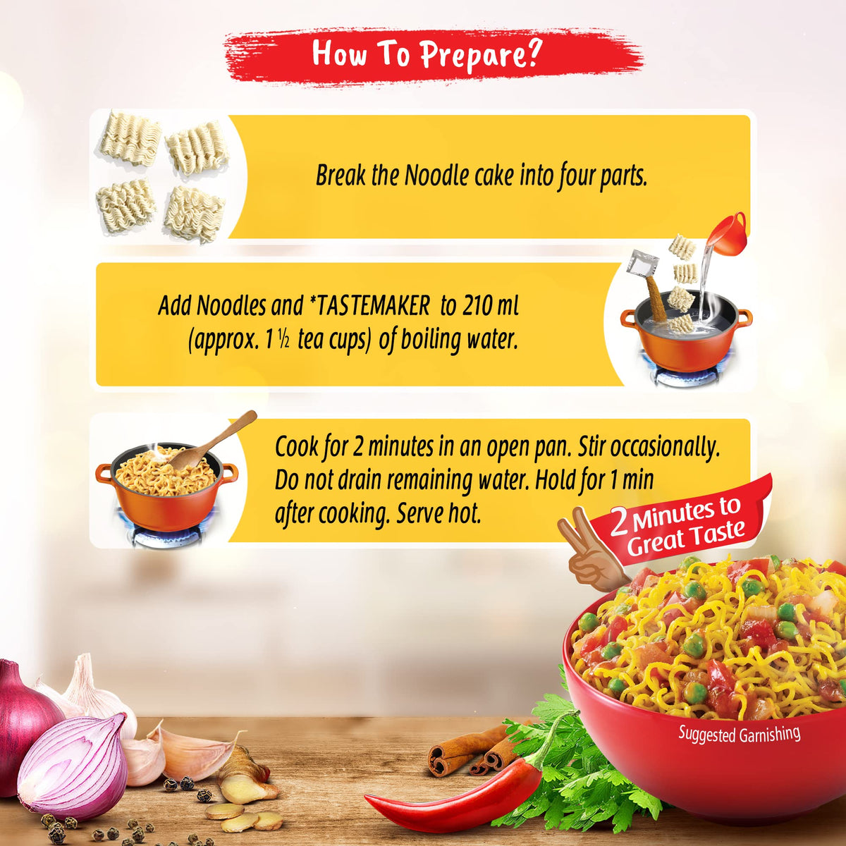 Maggi 2 Minute Masala Noodles, No Onion No Garlic, 70g