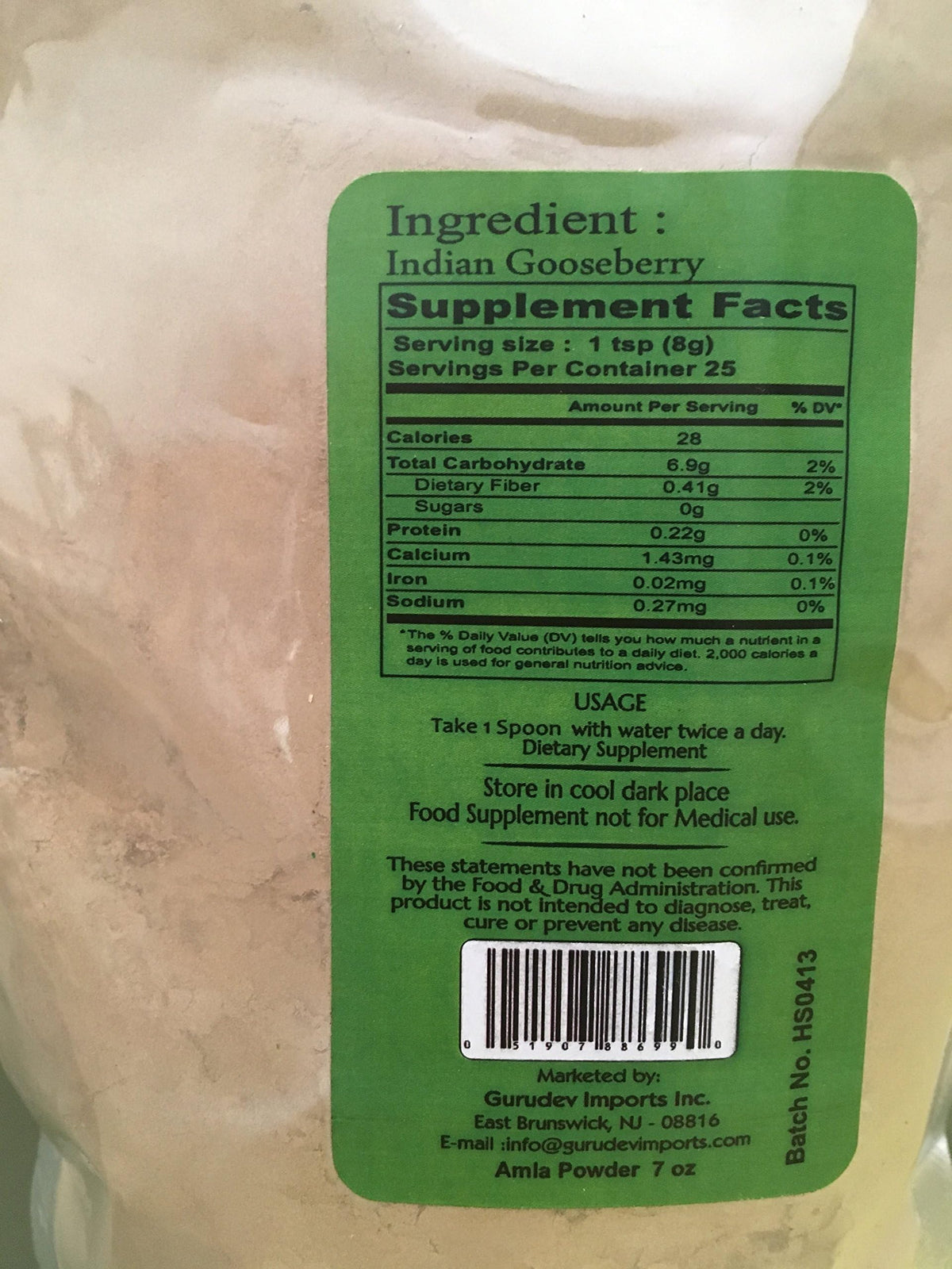 Vedic Secrets Amla (Indian Gooseberry) Powder - 200 Grams - Food / Masala / Dal