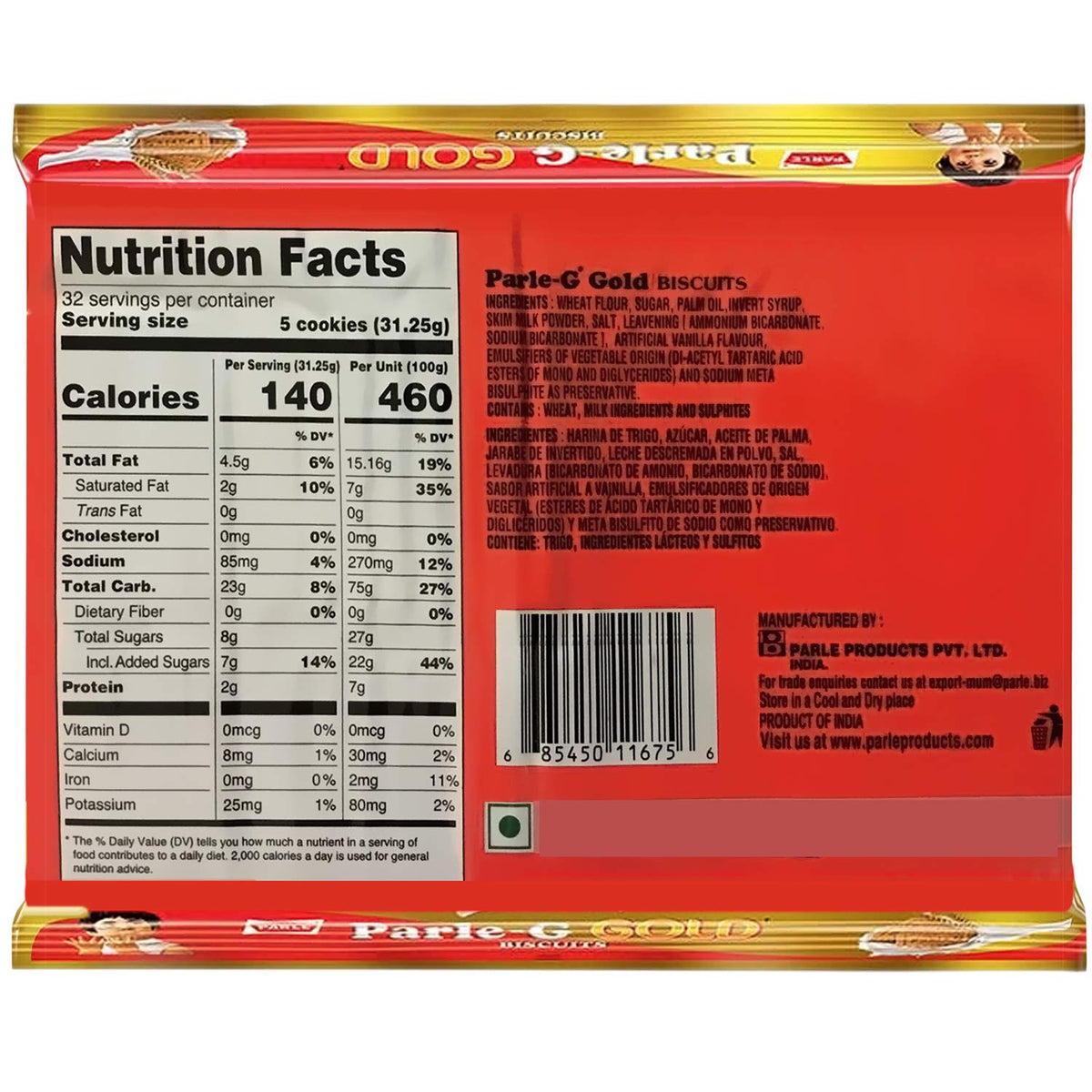 Parle-G Gold Cookies 1 kg. - Snacks & Savory