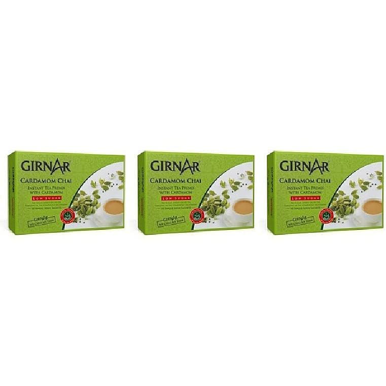 Pack Of 3 - Girnar Instant Cardamom Chai Milk Tea Reduced Sugar - 120 Gm (4.2 Oz) - Indian Tea & Coffee