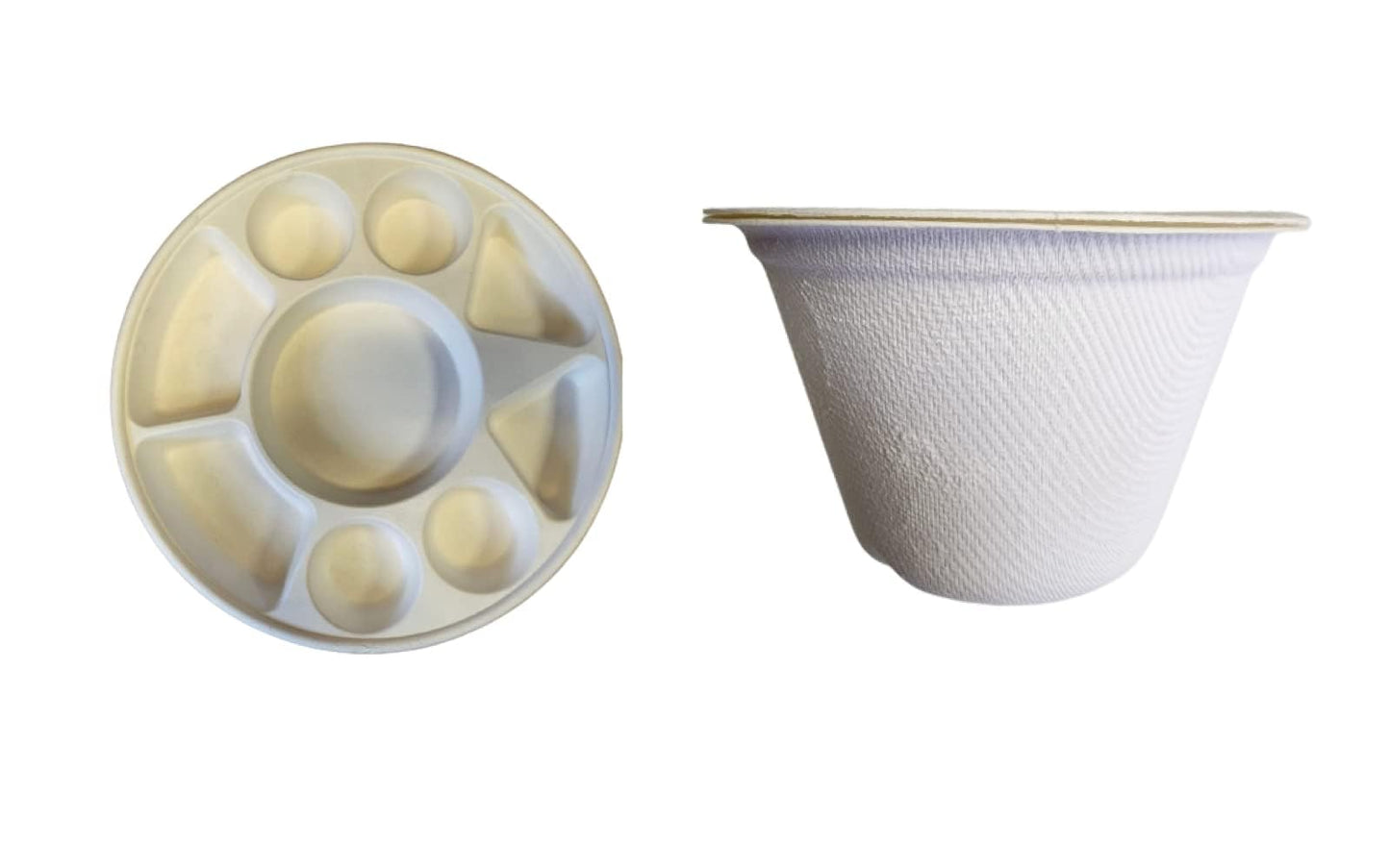 Biodegradable 9-Compartment Plates. Bulk 200 Pk. Compartment Thali Plates Trays - 200 Pack For Indian Puja, Partys