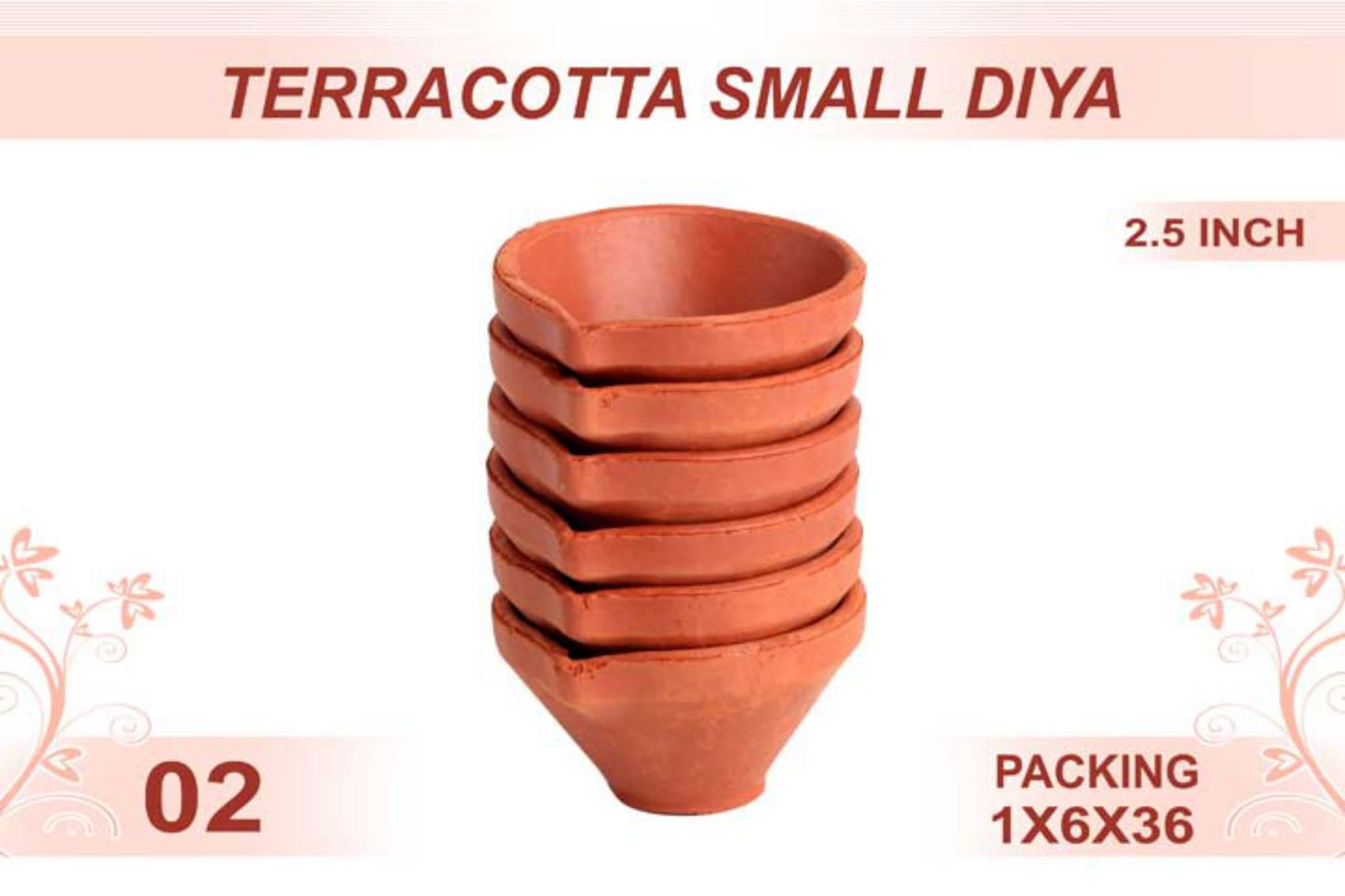 Terracotta Small Diya 6pc 2.5inch #2 - Diwali Clay Diya