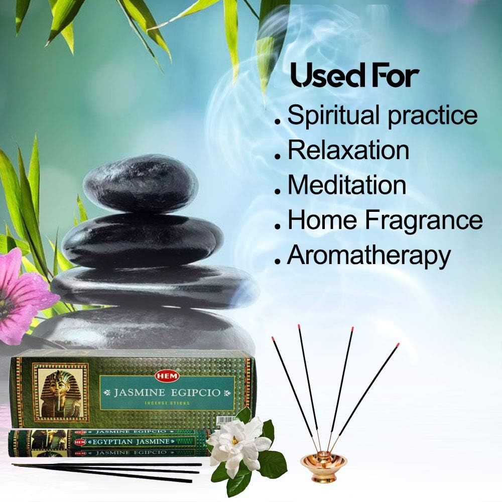 120 Incense Sticks Bulk Pack, HEM, Zen Aromatherapy, 6 Boxes of 20 Sticks - Egyptian Jasmine