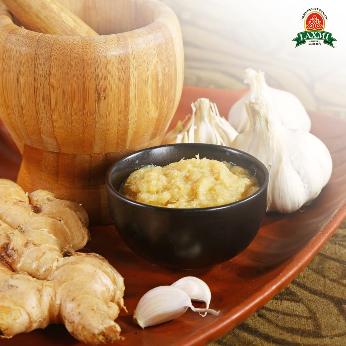 Laxmi Ginger Garlic Paste, 8 oz | Ginger and Garlic Paste in a Jar | Garlic and Ginger Paste for Cooking | A pure fresh staple