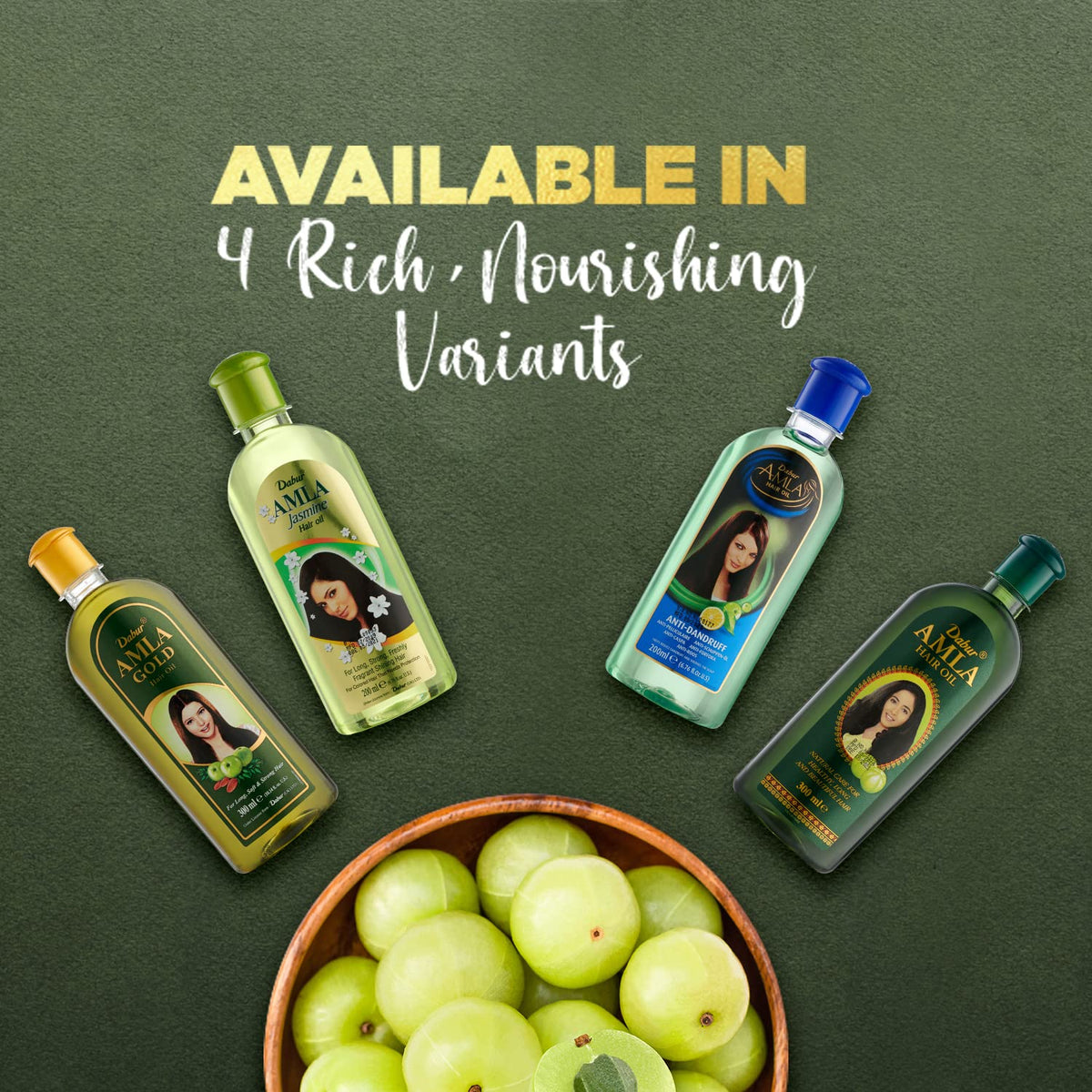 Dabur Amla Gold Hair Oil - With Amla, Almond and Henna - Moisturizing Scalp and Hair Oil for All Hair Types - 10.14 Fl Oz