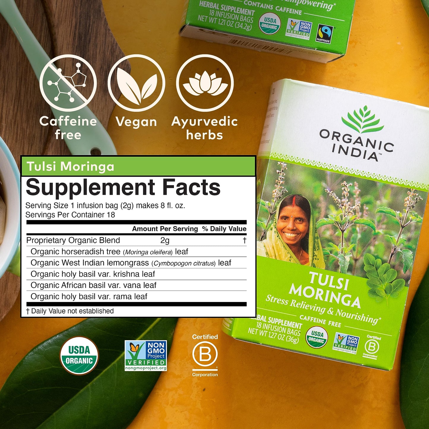 Tulsi Moringa -Organic India 18 infusion bags - Food / Masala / Dal