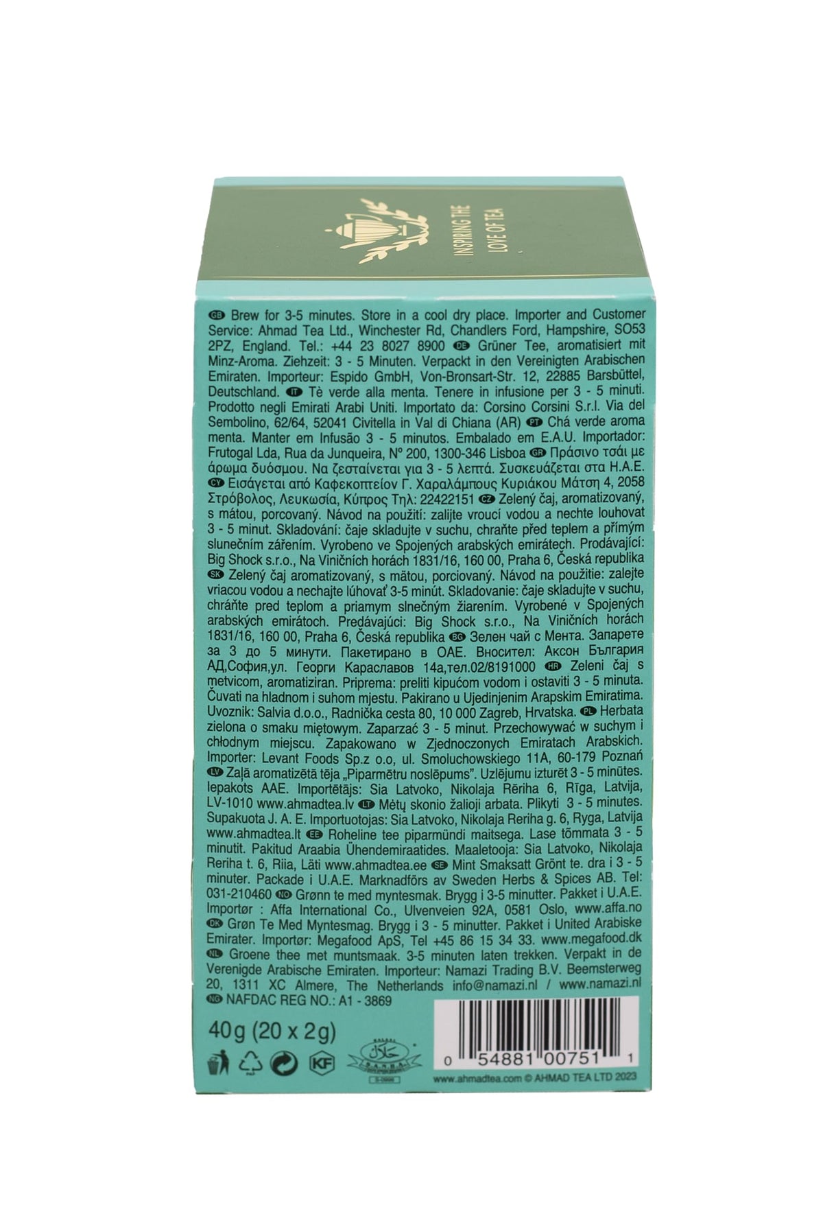 Ahmad Tea Mint Mystique Flavored Green Tea with Mint Leaves, 20-Count Boxes (Pack of 6)