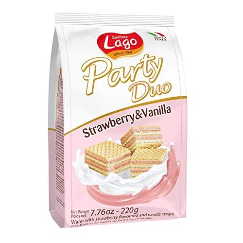 GASTONE LAGO PARTY Wafers DUO 7.76 ONCE (220G) (STRAWBERRY & VANILLA, (Pack of 3))