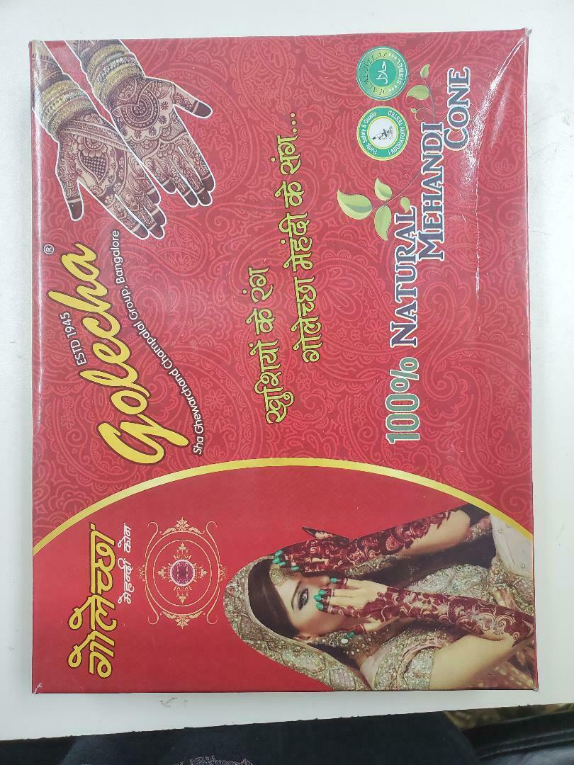 3 x Golecha Natural Henna Cones Temporary Tatoo Body Art Ink