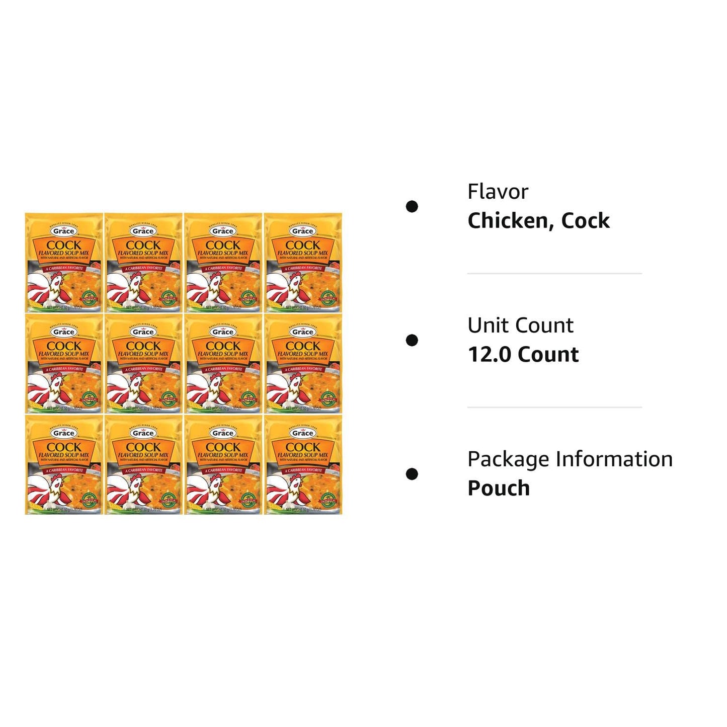 Grace Cock Flavored Soup Mix, 1.76 Oz (Pack of12)