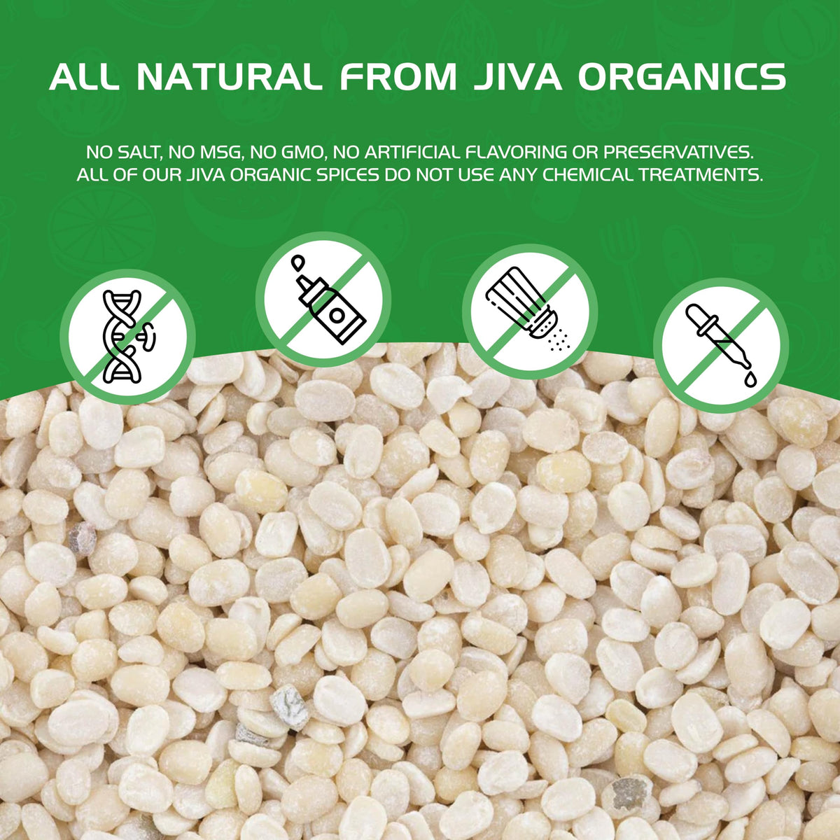Jiva USDA Organics Urad Dal (Split Matpe Beans) 2 Pound - NEW Packaging!