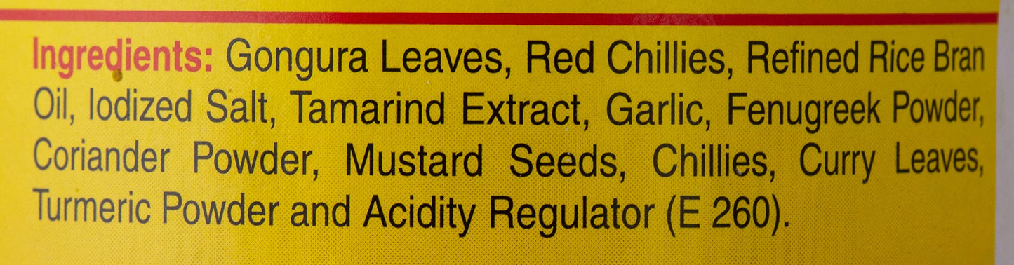 Priya Gongura , Red Chilli Pickle With Garlic 300 gms - Indian Pickles