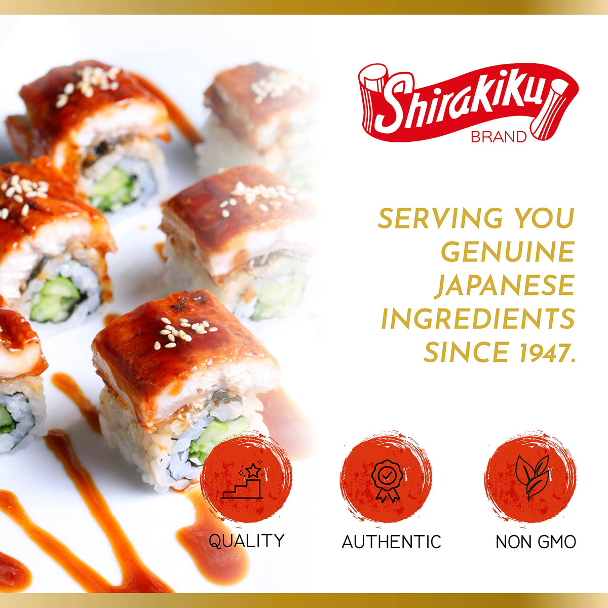 Japanese Sushi Sauce by Shirakiku | Sweet and Savory Authentic Asian Sauce for Sushi, Cooking, Grilling, Perfect for Eel, Unagi | Non GMO| 18 oz. (Sushi Sauce)