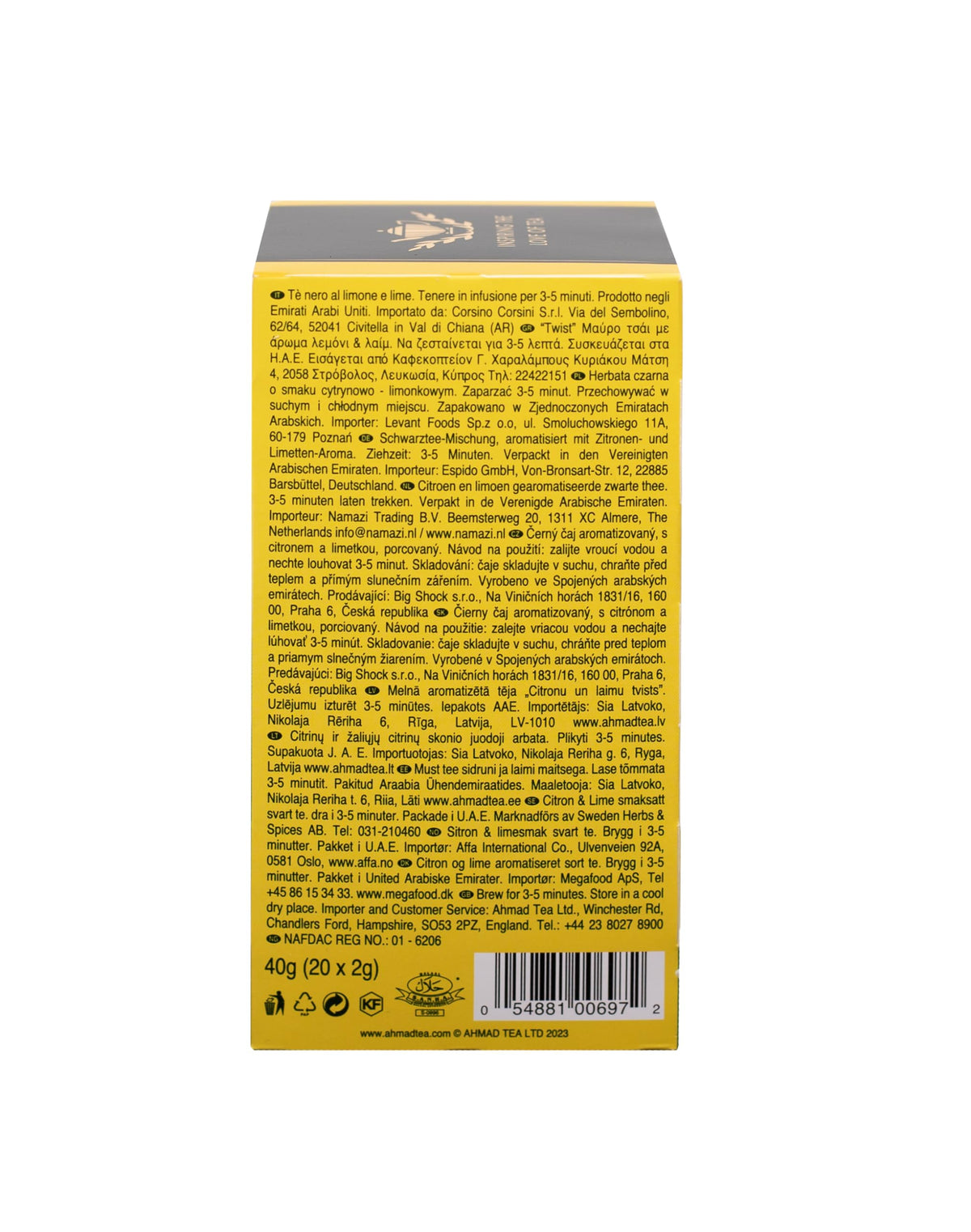 Ahmad Tea Lemon & Lime Twist Black Tea, 20-Count Boxes (Pack of 6)