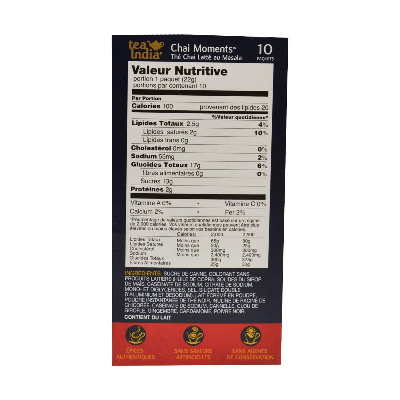 Tea India - Chai Moments instant tea latte - Masala 10 sachets - Indian Tea