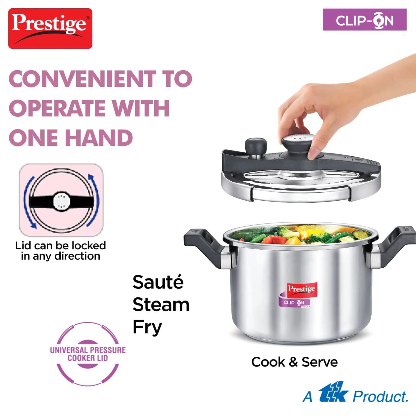 PrestigeClip-On Modular Pressure Cooker 5 Litre - Indian Cookware