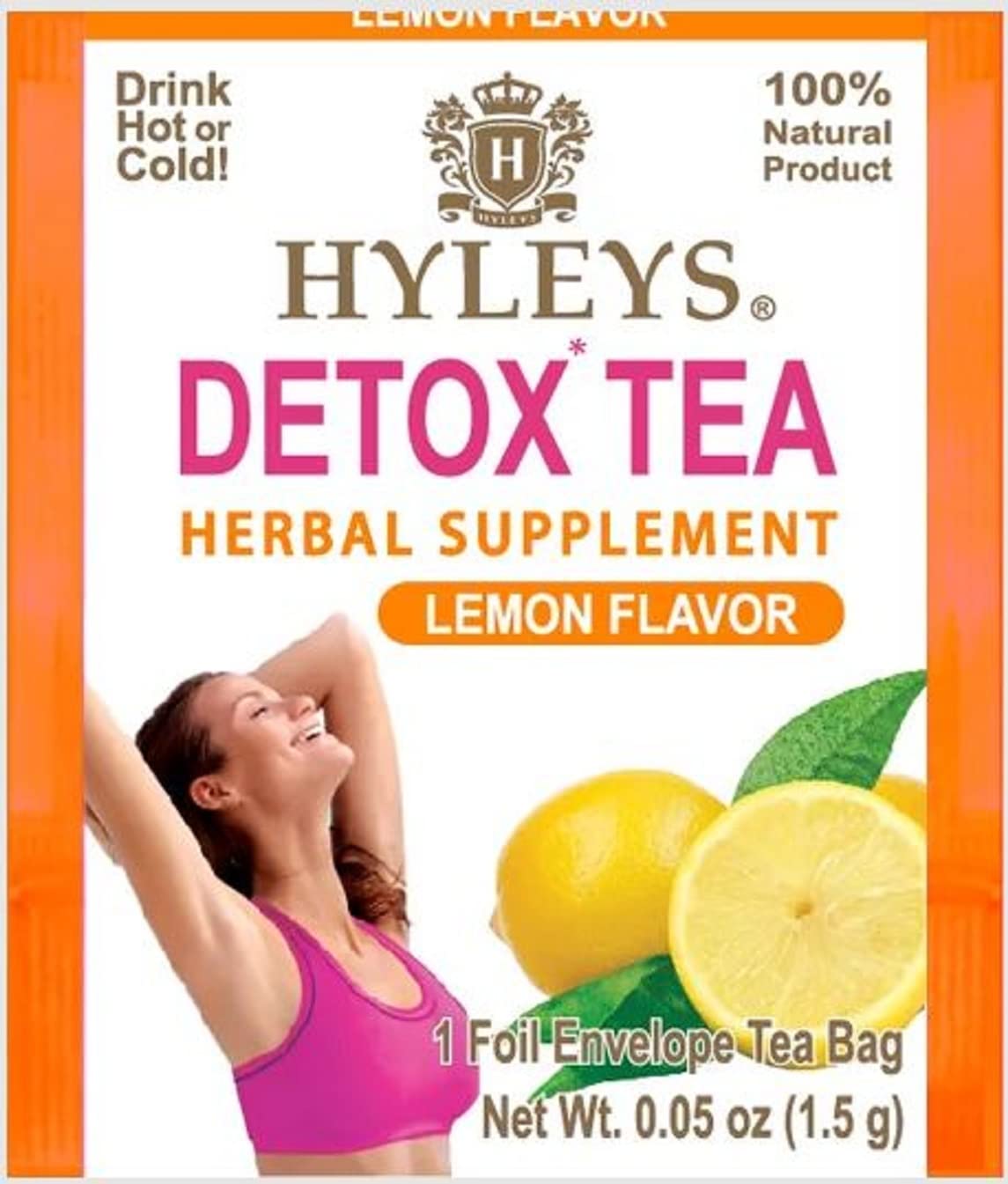 Hyleys Detox Tea for Cleanse - Black Tea with Lemon - 25 Tea Bags (1 Pack)