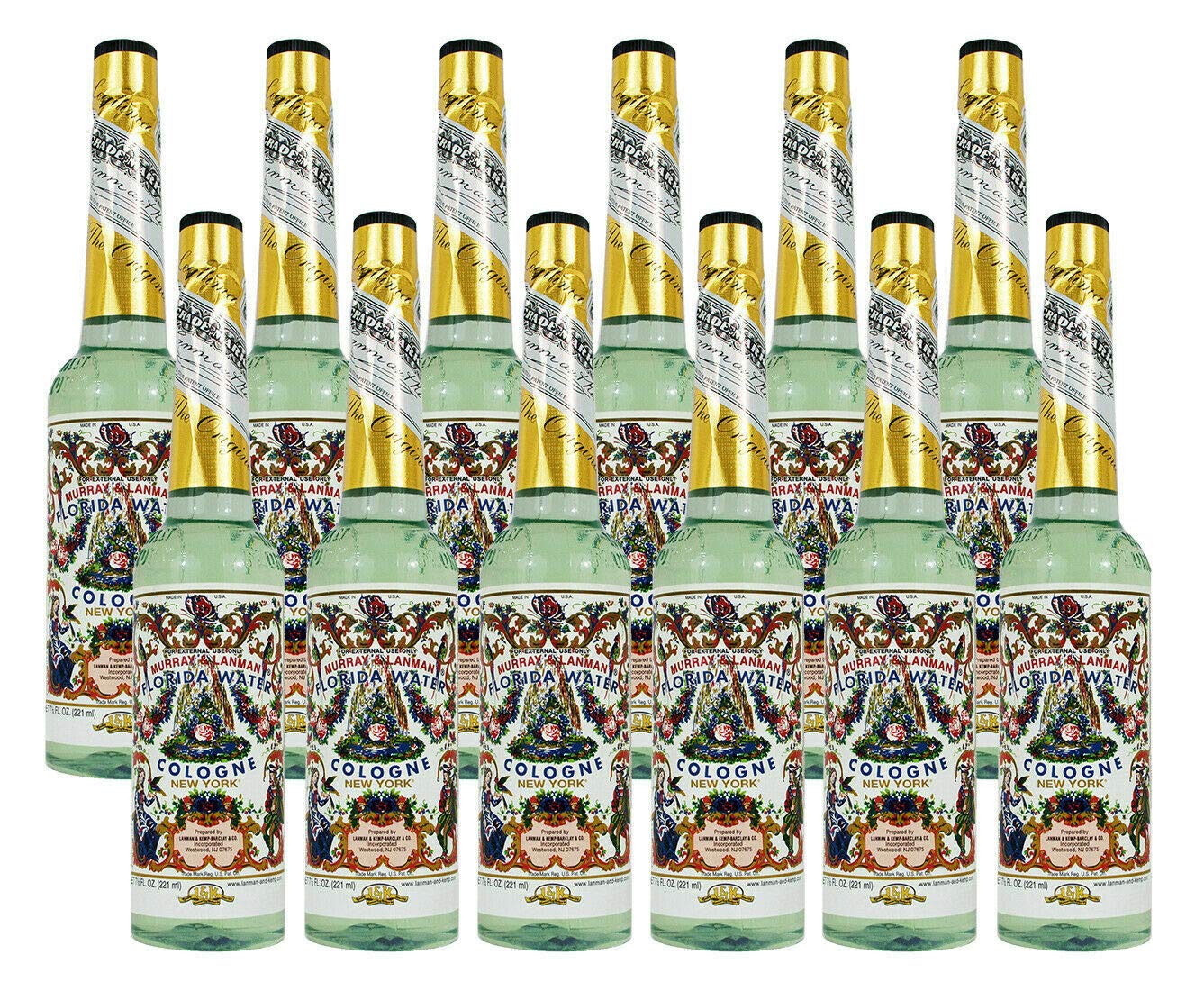 Murray & Lanman Florida Water (((12 Pack))) Cologne - Agua Florida -7.5 Fl. Oz. - Ayurveda & Vitamins
