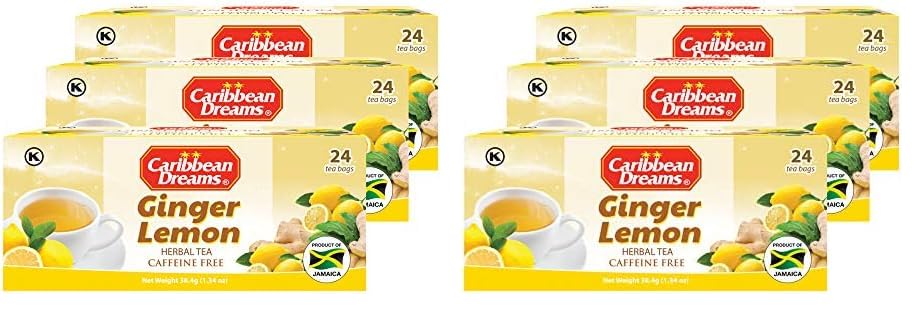 Caribbean Dreams Ginger Lemon Tea, 24 Tea Bags, 38.4g (Pack Of 6)