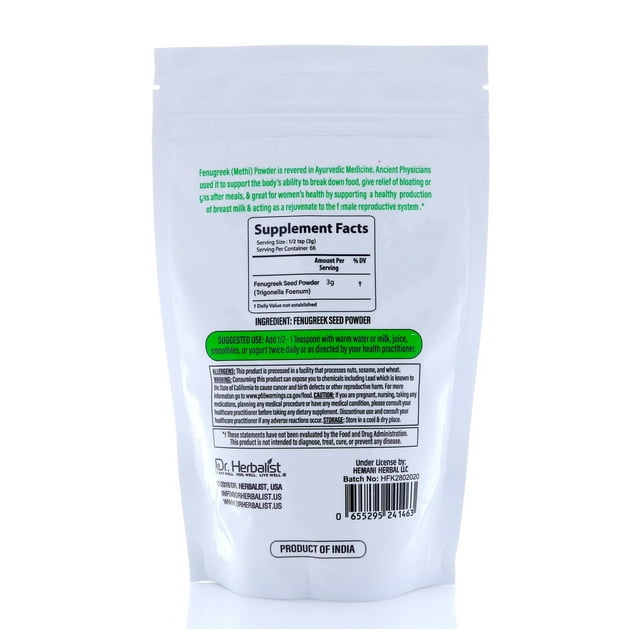 Dr Herbalist Natural Fenugreek Seed Powder I Trigonella Foenum I 200g