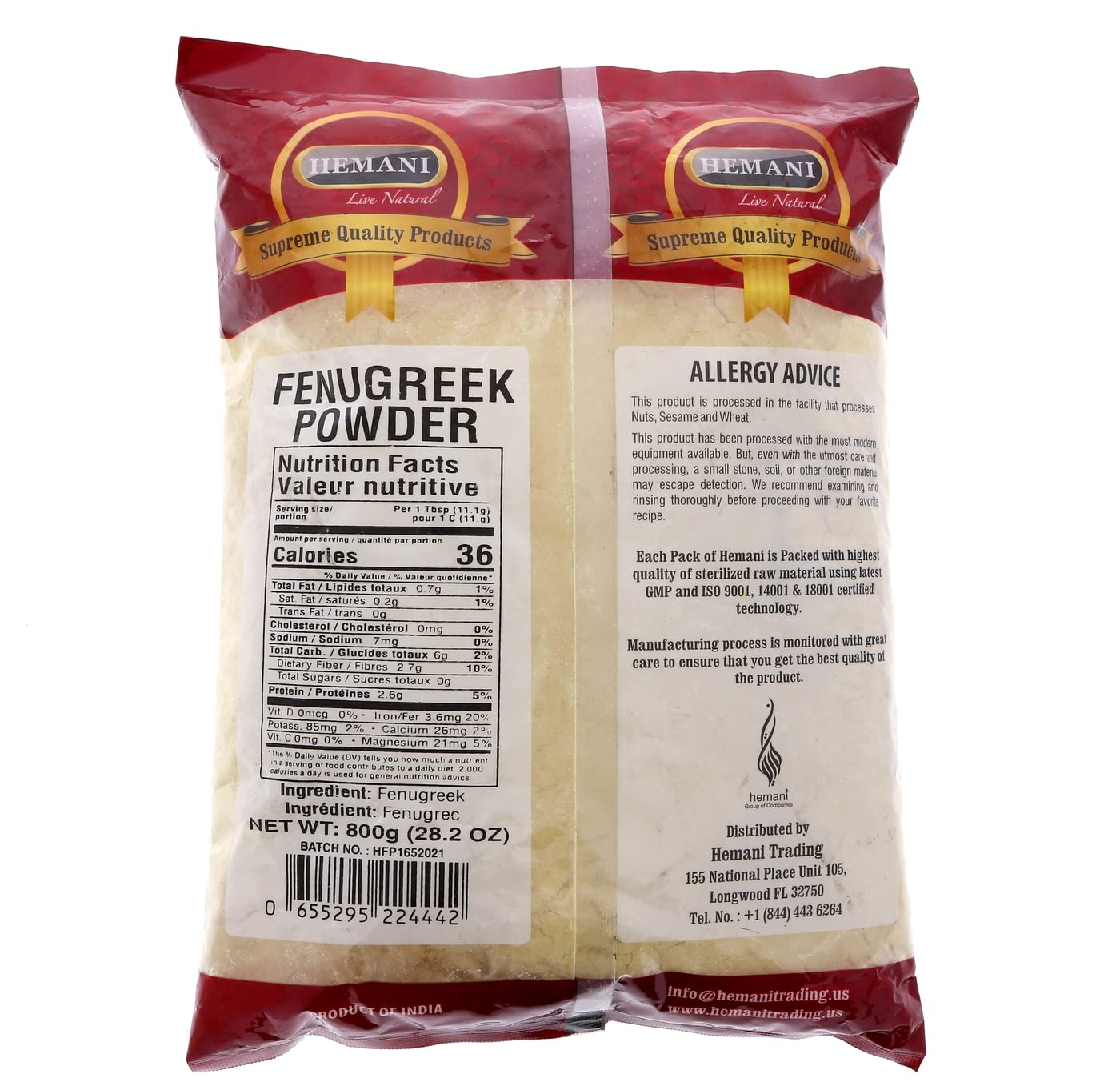 Hemani Fenugreek Powder (Methi Seed Powder) 28.2 OZ (800g)