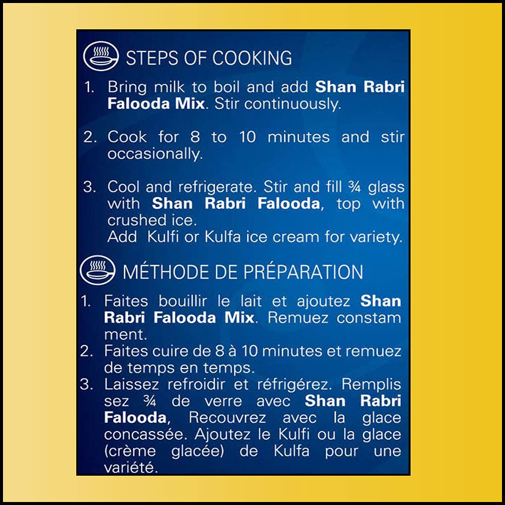 Shan Rabri Falooda Dessert Mix 3.5 oz (100g) - Powder for Ice Cream, Dry Fruit and Noodles milk Shake - Suitable for Vegetarians - Airtight Bag in a Box