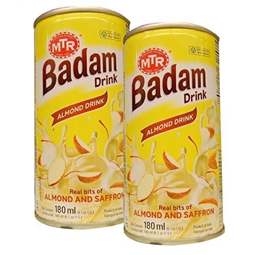 MTR Badam (Almond) Drink with Real Bits of Almond and Saffron - 180ml (Pack of 6)