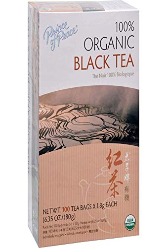 Prince of Peace Organic Black Tea, 100 Tea Bags 100% Organic Black Tea Unsweetened Black Tea Lower Caffeine Alternative to Coffee Herbal Health Benefits