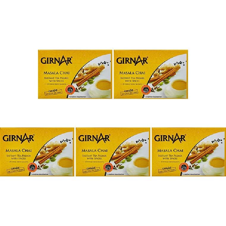 Pack Of 5 - Girnar Instant Masala Chai Milk Tea - 120 Gm - Indian Tea & Coffee