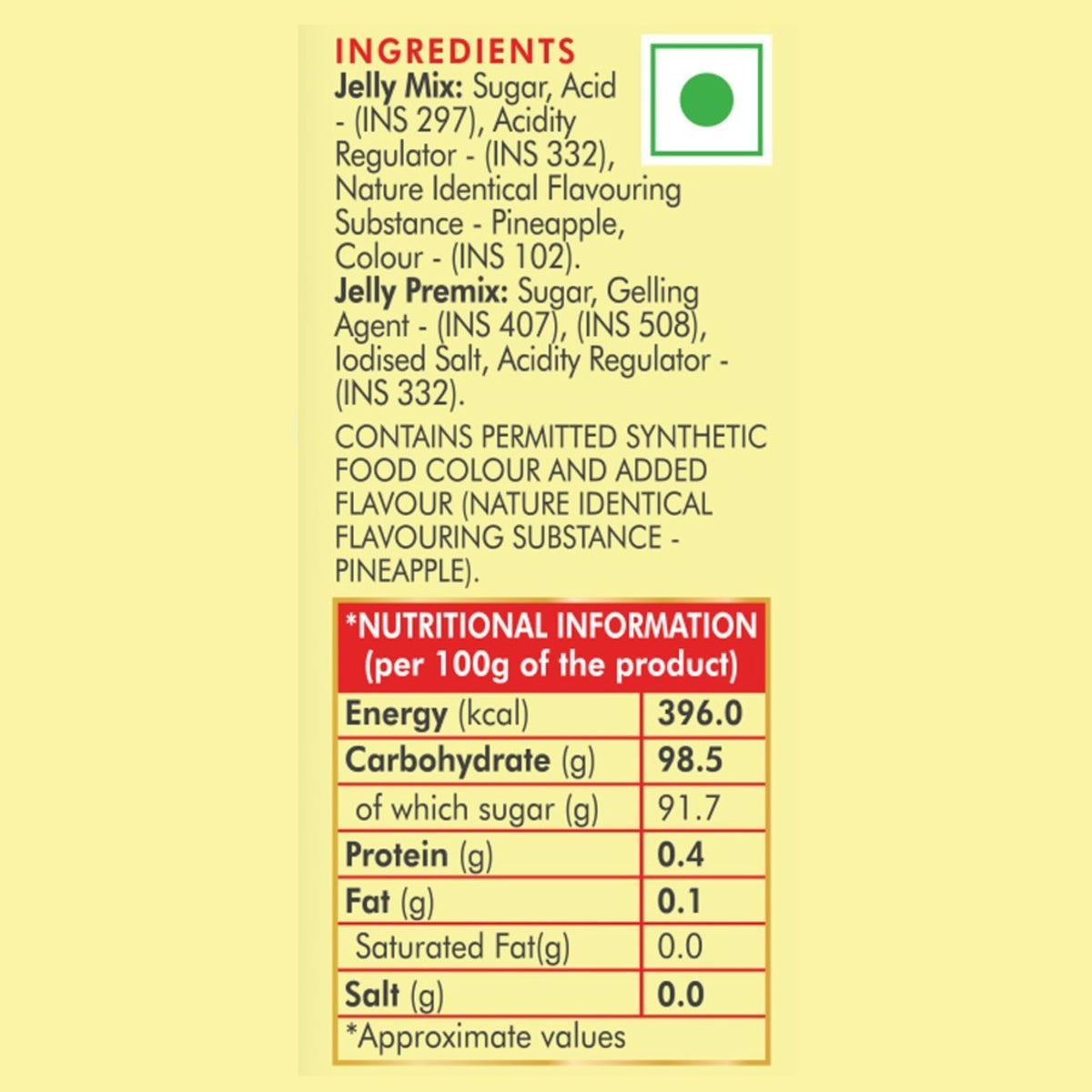 Weikfield Jelly Crystals - Pineapple, 90g